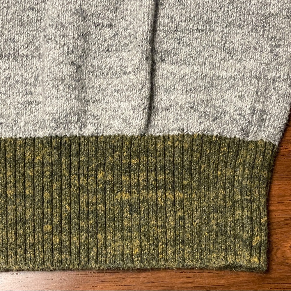 Kids GAP Heather Gray Sweater with Cat Face and Olive Trim 100% cotton sz 6/7 - Picture 8 of 9
